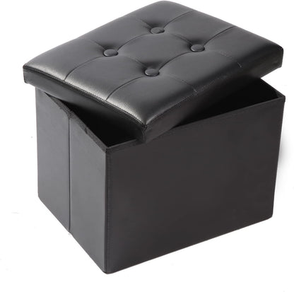 ALASDO Storage Ottoman Footrest Stool Small Ottoman with Storage Foldable Ottomans Foot Rest Footstool Bench for Living Room 17x13x13inches Grey
