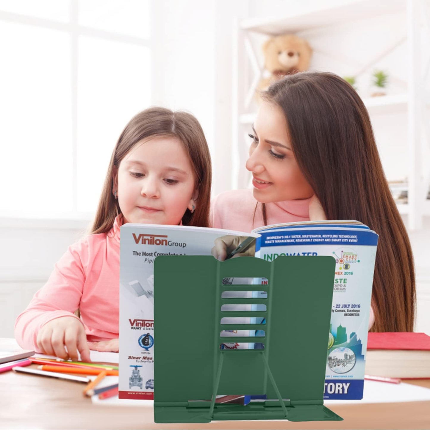 Honagu Book Stand Metal Desk Book Holder, Book Holders for Reading Hands Free, Adjustable Cookbook Documents Holder, Portable Bookstand for Music Books, Textbook, Recipe, Tablet, Ipad (Black)