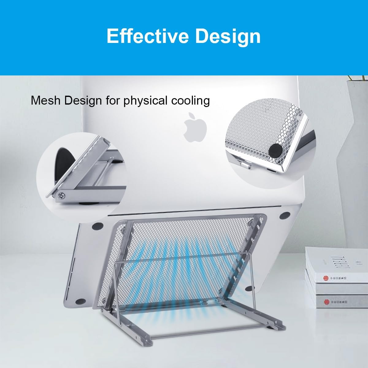 Ergonomic Laptop Tablet Stand Metal Mesh Ventilated Desktop Adjustable Computer Holder Riser Compatible with Apple MacBook Air Pro Dell XPS HP Samsung Lenovo More Laptops up to 16" (Black)