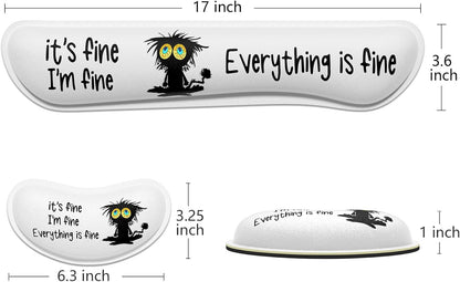 Dapesuom Enlarge Keyboard Wrist Rest, Memory Foam Wrist Cushion for Desk Mat Support, Cute Pain Relief Keyboard Mouse Pad Rests Set with Non-Slip Base for Gaming Laptop Office Computer, Elegant Flower