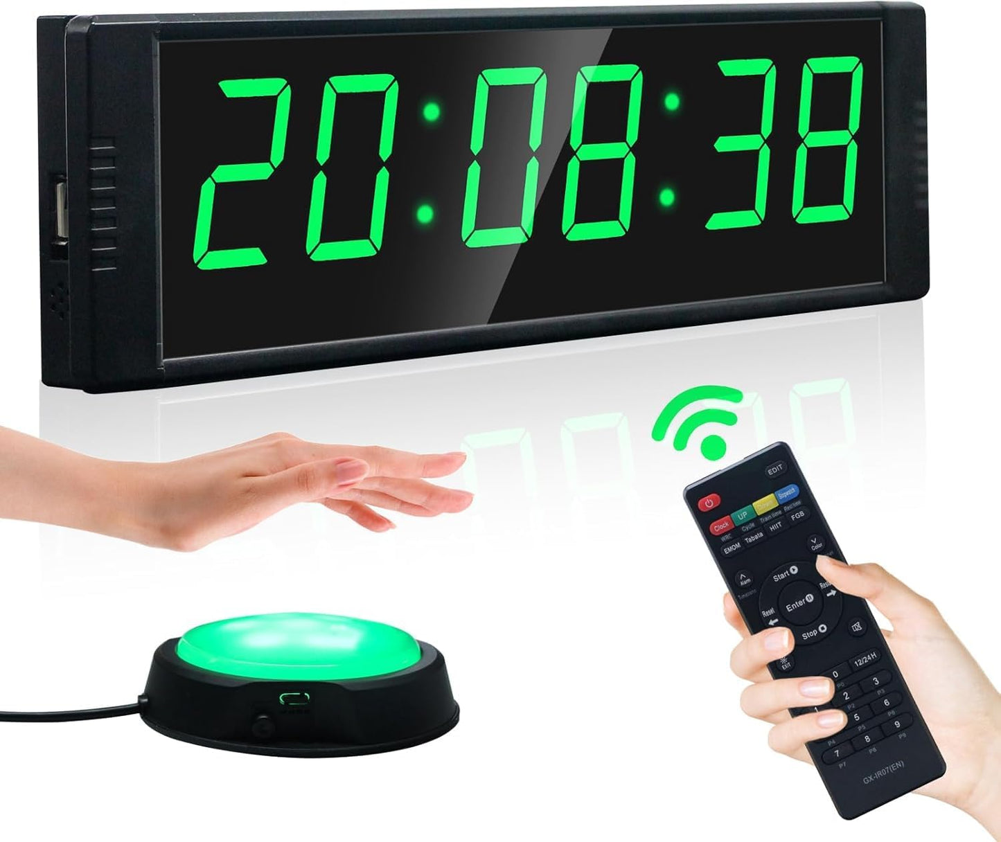 YZ Gym Timer Clock for Home Gym, Fitness Timer with Stopwatch Button, Large Digital Stopwatch Countdown Clock, 12/24H Digital Wall Clock, with Stand