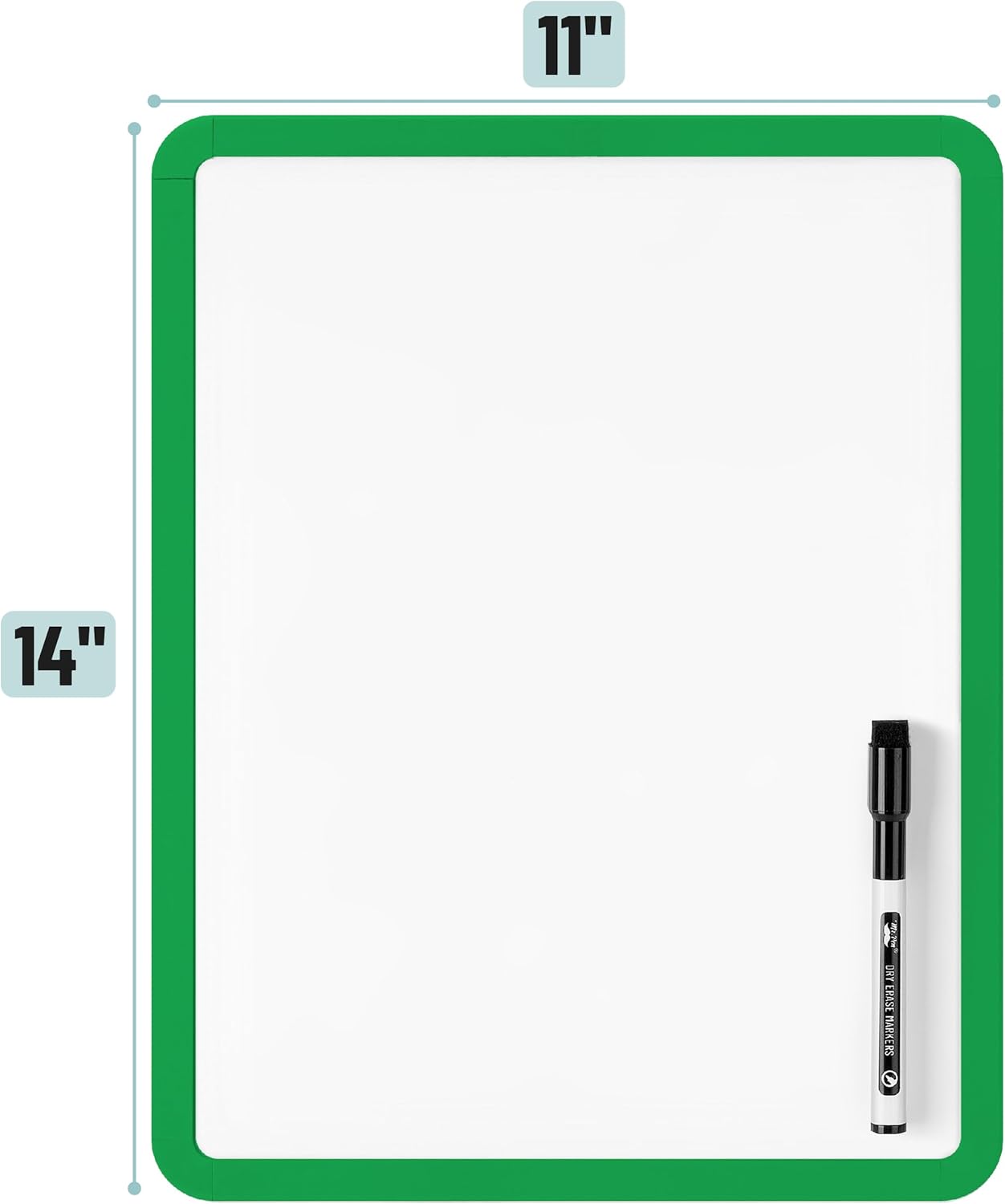 Mr. Pen- Dry Erase Board, 14” x 11” with a Black Dry Erase Marker, White Frame, Small Mini White Board for Students, Fridge, Wall, Locker, Includes Double Sided Tapes