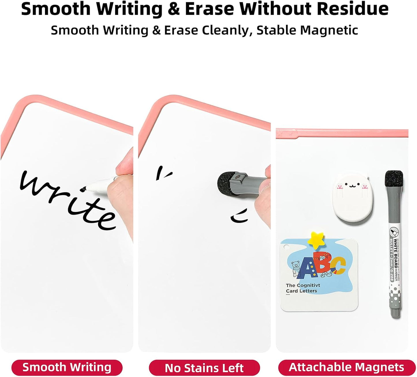 Colorful Dry Erase White Board 8.3x11in, Magnetic Desktop Board with Stand, 2 Markers (Eraser Head), 4 Magnets - Double-Sided Easel for Daily Planning, Memo, Office/Home/School (Blue)