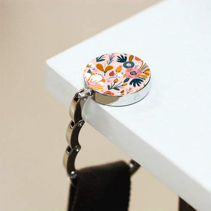 Bosketo Foldable Purse Hook Womens Bag Table Hanger Collection Desk Hooks for Purse (3pack Pretty Floral Hook)