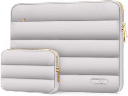 MOSISO Laptop Case 13.3 inch,13-13.3 inch Puffy Laptop Sleeve Compatible with MacBook Neo/Air 13.6 M5 M4 M3 M2 M1/Pro 13/14,HP Dell ASUS Lenovo,Polyester Horizontal Bag with Small Case, Sand