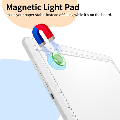 Elice Magnetic A4 Light Board for Diamond Painting, Ultra-Thin Tracing LED Light Box with Side Buttons, Super Bright Diamond Art Light Pad, Light Table for Drawing, Sketching, Weeding Vinyl - Black