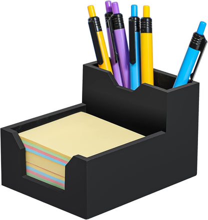 Kamehame Black Sticky Note Holder, Silicone Memo Holder with Pen or Card Slots, Sticky Note Dispenser, Fits 3x3 Inches Sticky Notes