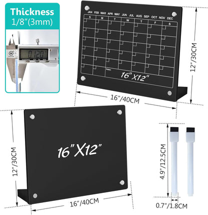 2PCS Clear Acrylic Weekly Dry Erase Board Desktop, 8x6 Small Magnetic Whiteboard with Stand for Table Calendar Memo Board for Fridge, Office, School, Home