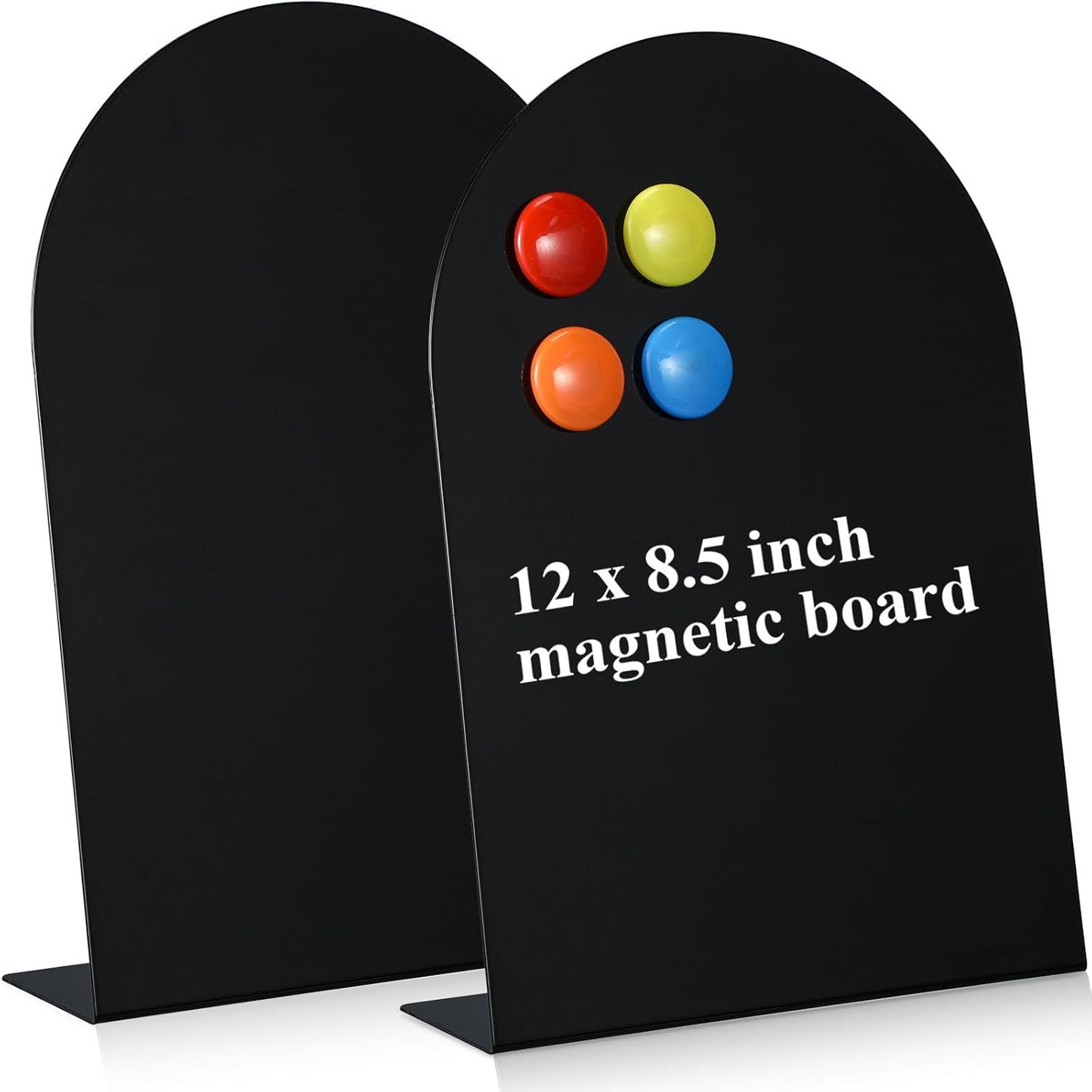 Shimeyao 2 Pcs Pink Magnetic Bulletin Board for Tabletops with 8 Magnets 10x7 Inch Memo Display Easel Stand for Home Office School Kitchen Table Supplies (Arched)
