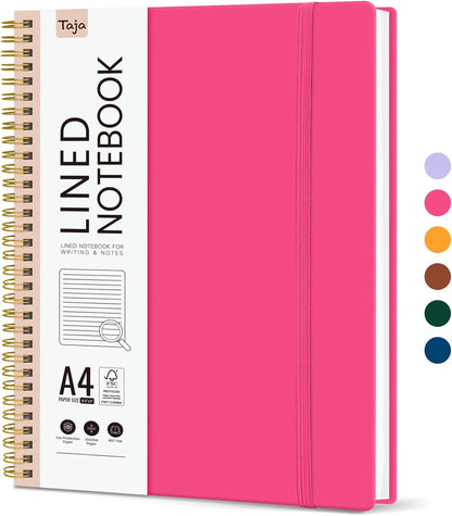 Taja Spiral Lined Notebook, 8.5"x11" Notebooks for Work, Large A4 Journal for Women & Men, College Ruled Journaling Notebook for Writing, Plastic Cover Spiral Journal, Purple