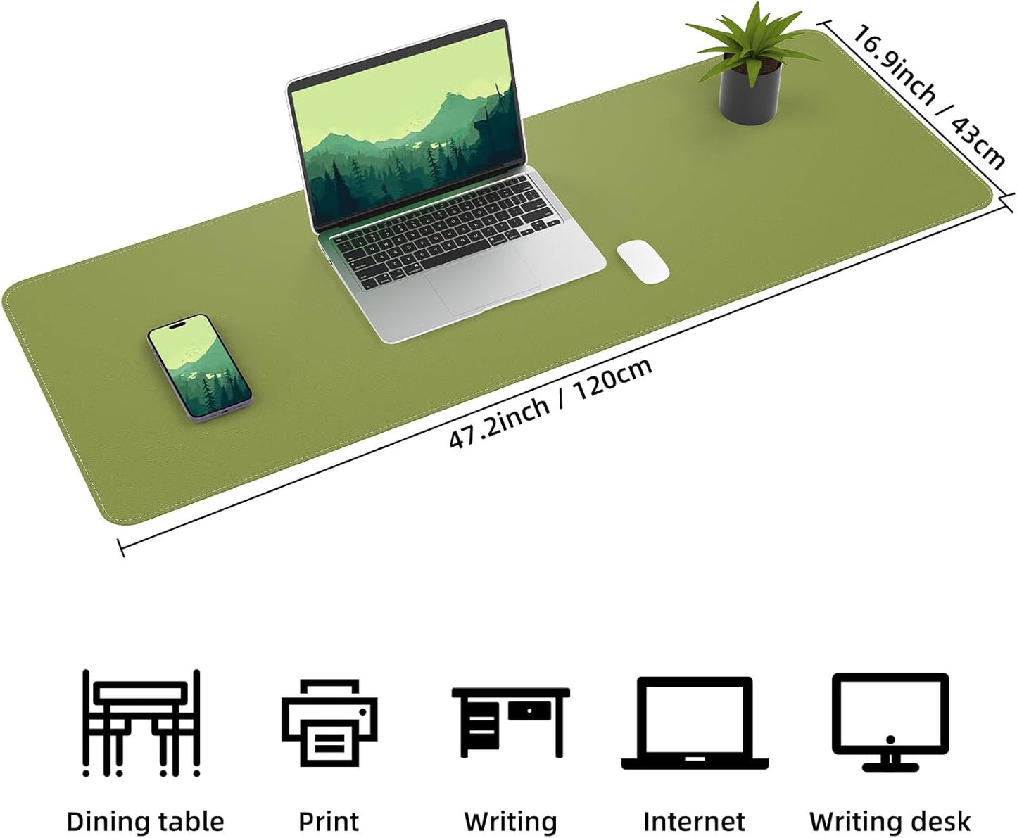 AFIING Large Desk Mat 47" x 17", Dual-Sided Natural Cork & PU Leather Desk Pad, Non-Slip Waterproof Mouse Pad for Office, Home & Gaming, Black