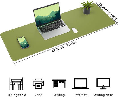 AFIING Large Desk Mat 47" x 17", Dual-Sided Natural Cork & PU Leather Desk Pad, Non-Slip Waterproof Mouse Pad for Office, Home & Gaming, Black