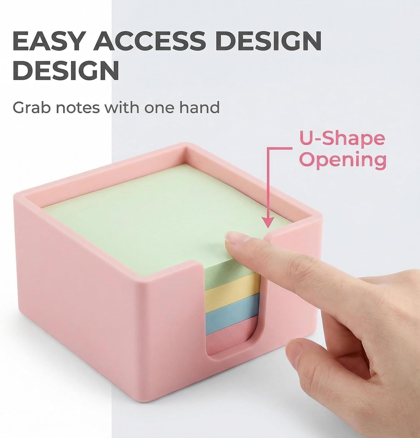 Silicone Sticky Note Holder for Desk - Modern 3x3 Inch Memo Pad Dispenser Post Note Holder, Minimalist Desk Storage Organizer for Office, Home, and School, White