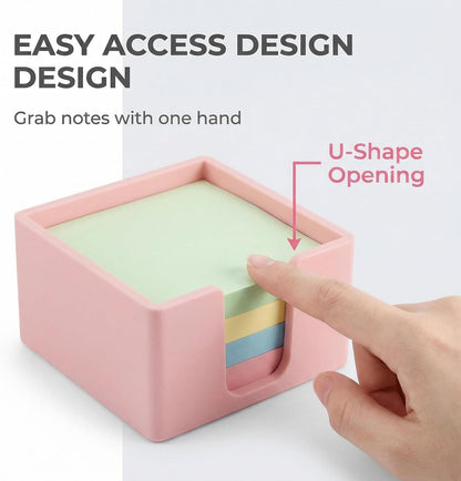 Silicone Sticky Note Holder for Desk - Modern 3x3 Inch Memo Pad Dispenser Post Note Holder, Minimalist Desk Storage Organizer for Office, Home, and School, White