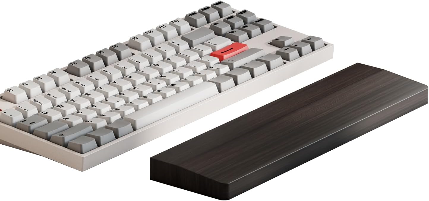 Wooden Wrist Rest, 11.8-inch Length and 22mm Thickness for Small Keyboard, Bamboo Wood Palm Rest, Ergonomic Design for Mechanical Gaming Keyboard