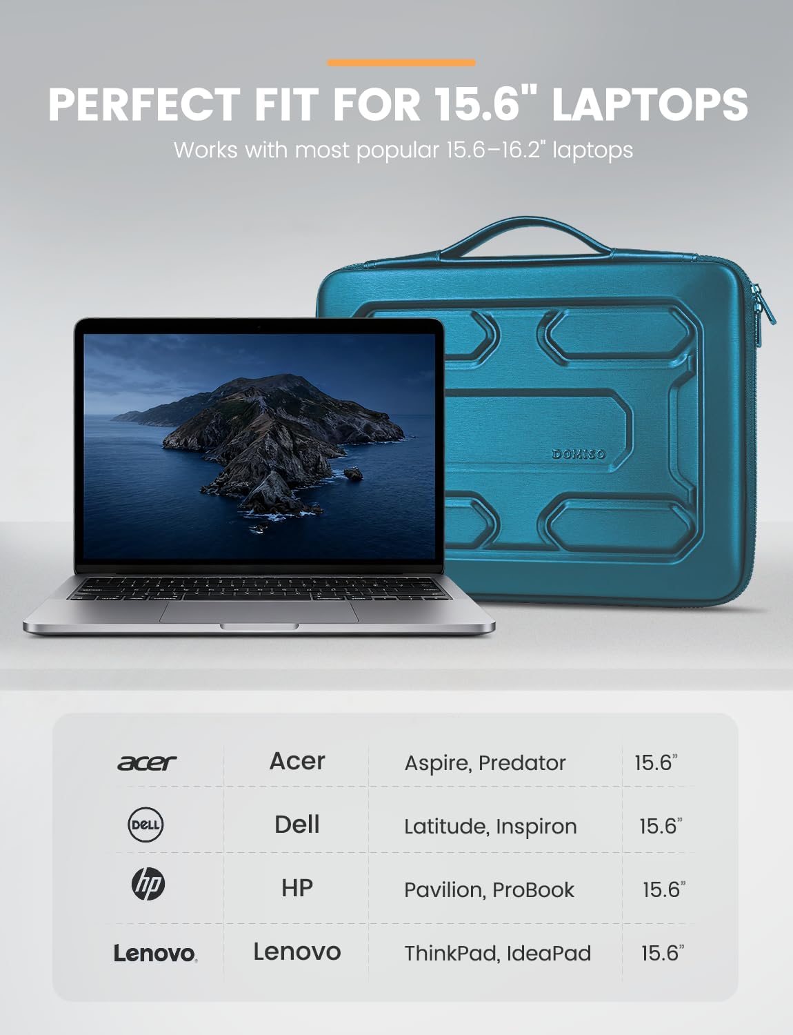 DOMISO 15.6 inch Laptop Sleeve with Handle Shockproof Computer Bag Waterproof EVA Protective Carrying Case for 15.6" Lenovo Yoga 720 IdeaPad 310 320 ThinkPad T570/Dell Inspiron 15/HP Envy 15, Black