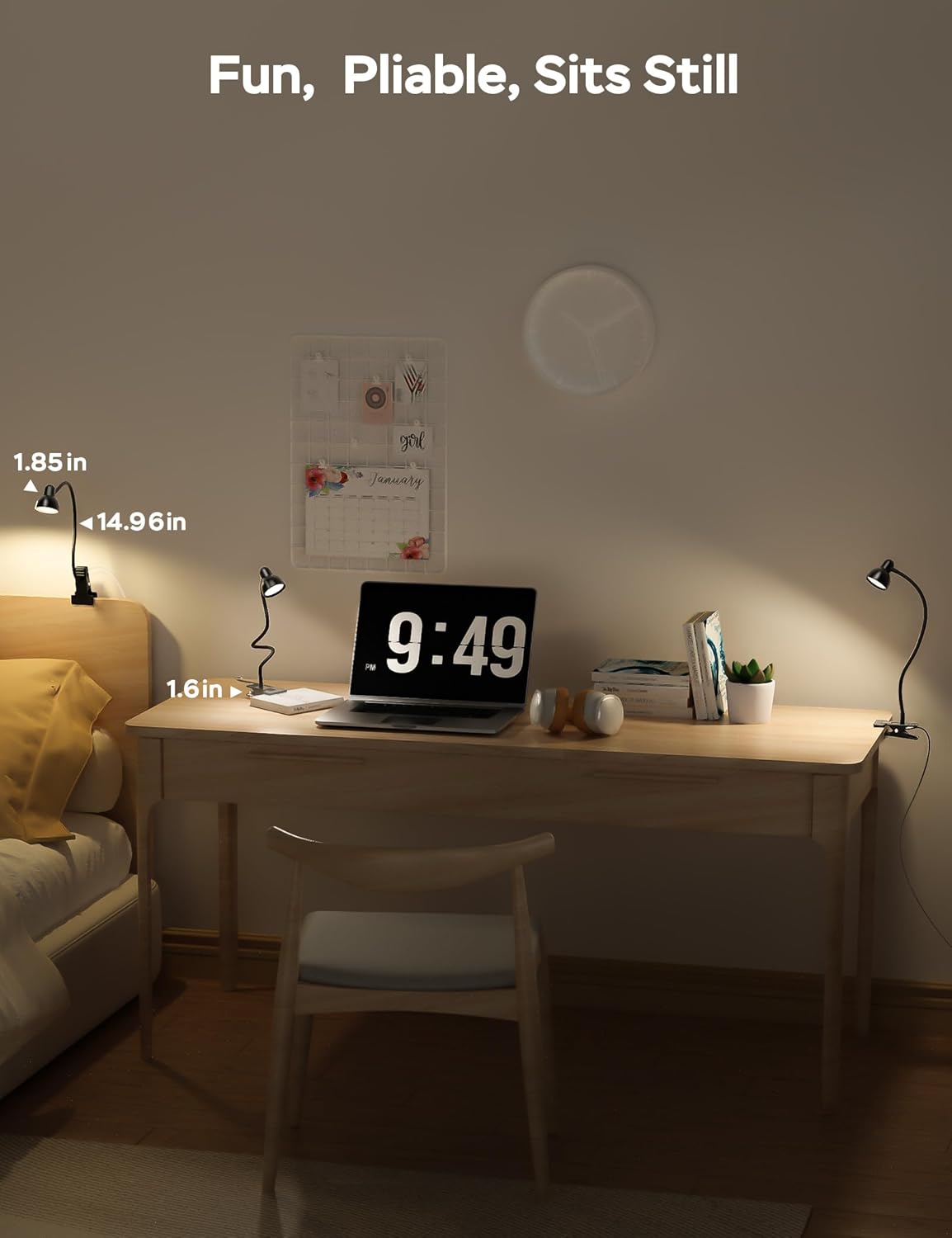 LiFMIRA Clip-on Reading Light - 3 Color Modes, 10 Dimmable Brightness, Eye Care Clamp Desk Lamp with Flexible Gooseneck for Reading in Bed, Desk, Headboard, Computer