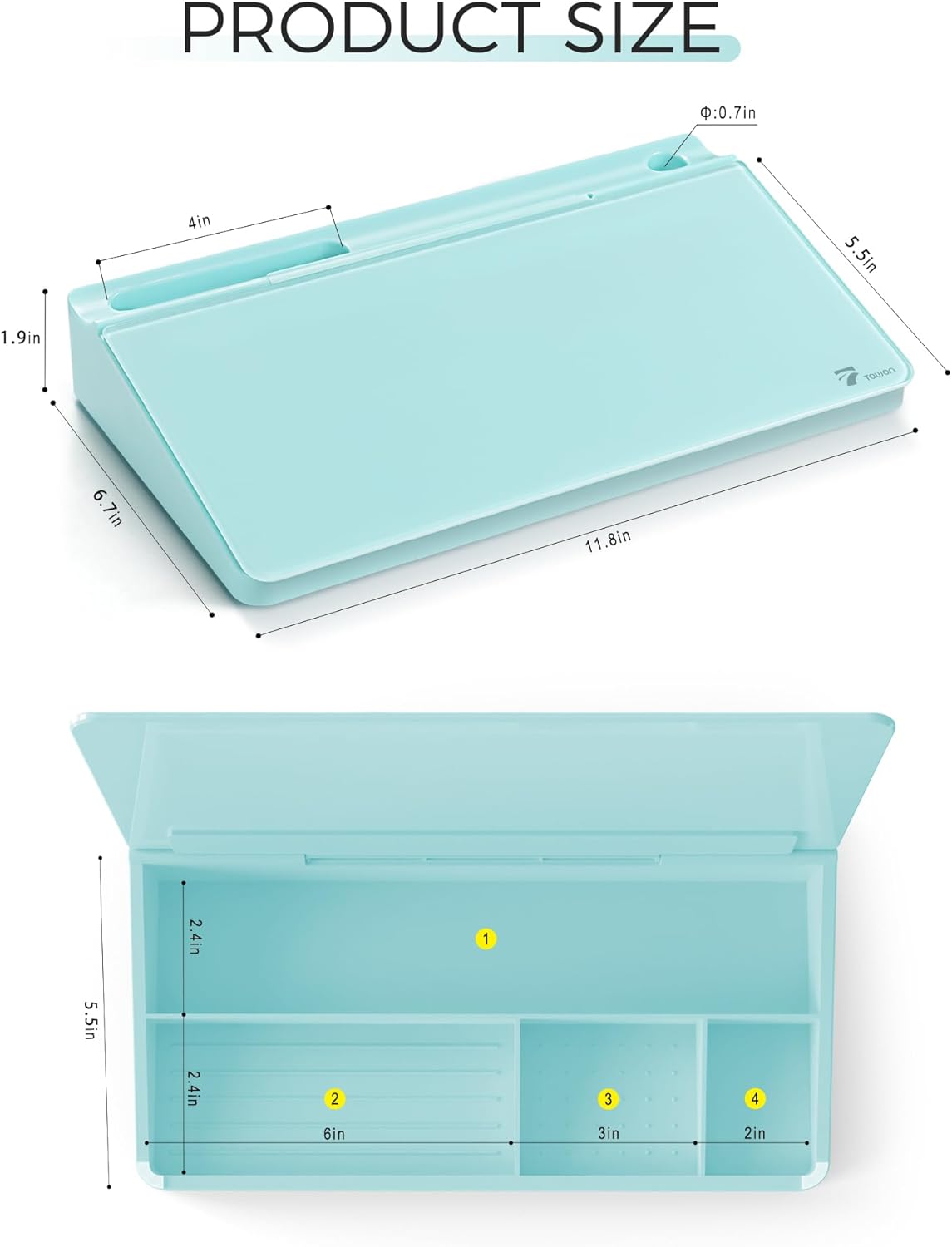 TOWON Small Compact Glass Desktop Whiteboard with Storage – 12 x 7 in Dry Erase Board for Desk, Home Office, School | Includes 5 Markers, Eraser & Holder | Space-Saving Organizer, Aesthetic Rose Gold