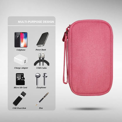 Electronics Organizer Bag Pouch Cable Charger Organizer Travel Shockproof Cord Carrying Case for Earphone Powerbank USB Hard Drive SD Card (Black)