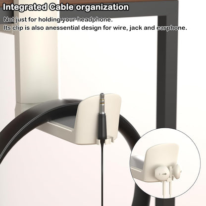 Headphone Hook - Adjustable Clamp-on Headphone Holder, Under Desk Gaming Headset Holder Mount Hook with Rotating Clamp (Black)