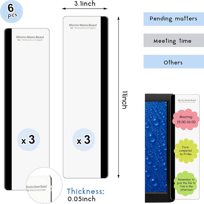 Zonon 4 Pieces Monitor Memo Board, Memo Boards for Computers Transparent Acrylic Monitor Side Panel Office Desk Accessories Desktop Computer Sticky Note Holder for Office Home Work Desk