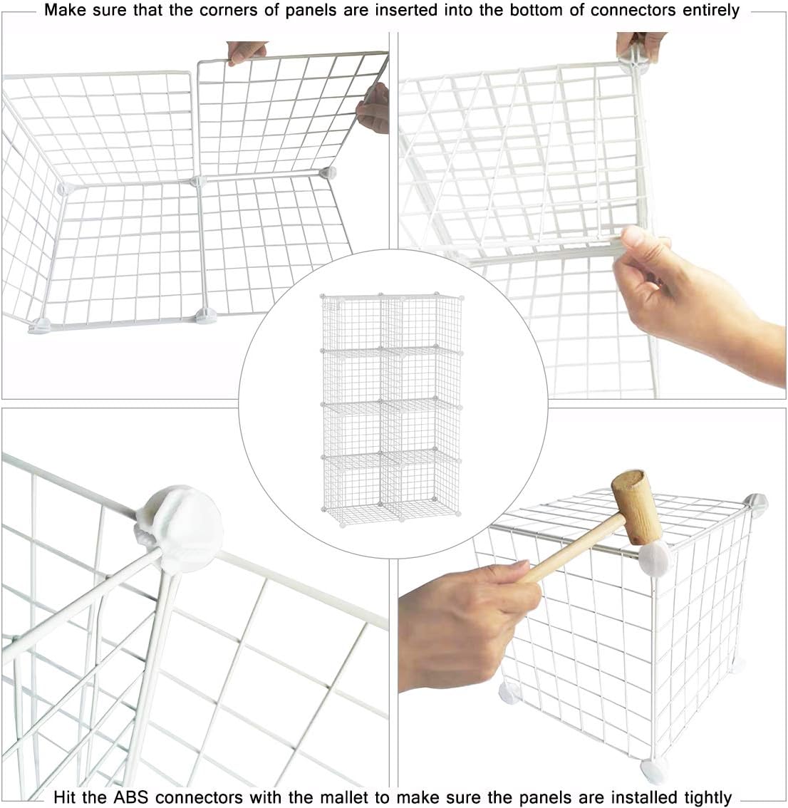 C&AHOME Wire Cube Storage, 6 - Cube Organizer Metal C Grids, Modular Shelves Units, Storage Bins Shelving, Closet Organizer, Ideal for Home, Office, Living Room, 36.6”L x 12.4”W x 36.6”H Black