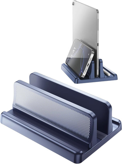 EAXBUX 5 in 1 Vertical Laptop Stand Holder,Adjustable ABS Plastic Laptop Organizer Desktop Management Notebook Dock,Vertical Laptop Stand Space Saving for MacBook,Surface,Samsung,HP,Dell,Chrome Book