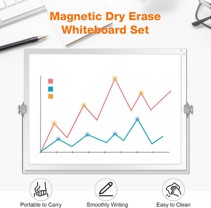 Small Dry Erase White Board, Magnetic Desktop Whiteboard with Stand, Dry Eease Board Mini Easel Double Sided on Table Top with Holder for Kids Drawing, Teacher Instruction