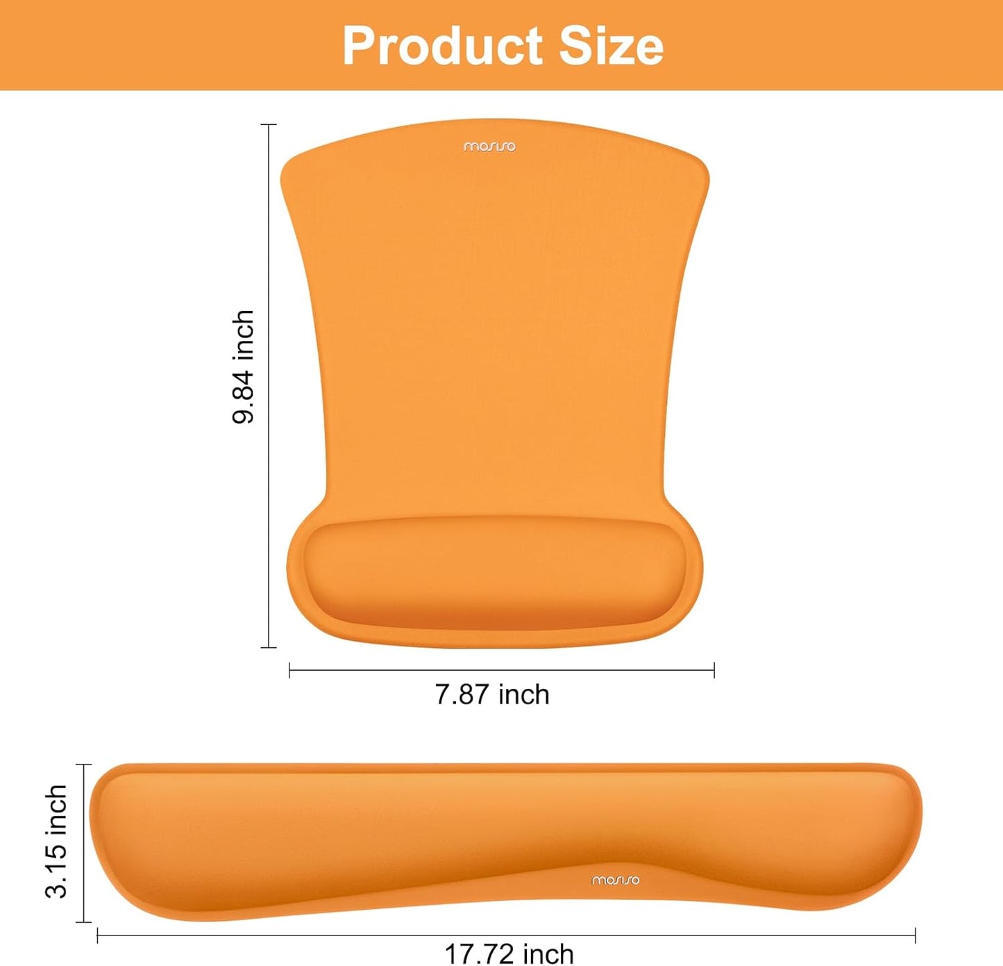MOSISO Wrist Rest Support for Mouse Pad & Keyboard Set, Ergonomic Mousepad Non-Slip Base Home/Office Pain Relief & Easy Typing Cushion with Neoprene Cloth & Raised Memory Foam, Black