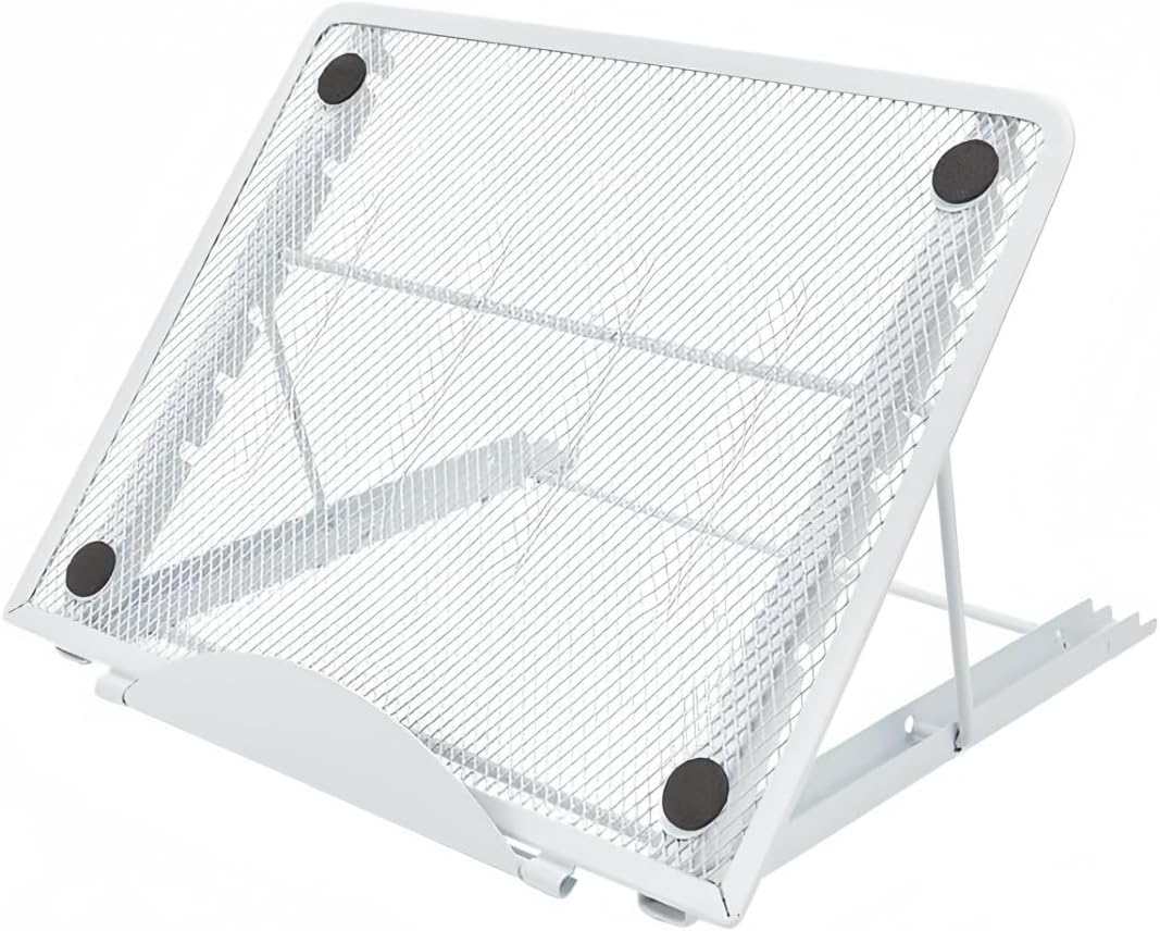 Ergonomic Laptop Tablet Stand Metal Mesh Ventilated Desktop Adjustable Computer Holder Riser Compatible with Apple MacBook Air Pro Dell XPS HP Samsung Lenovo More Laptops up to 16" (Black)