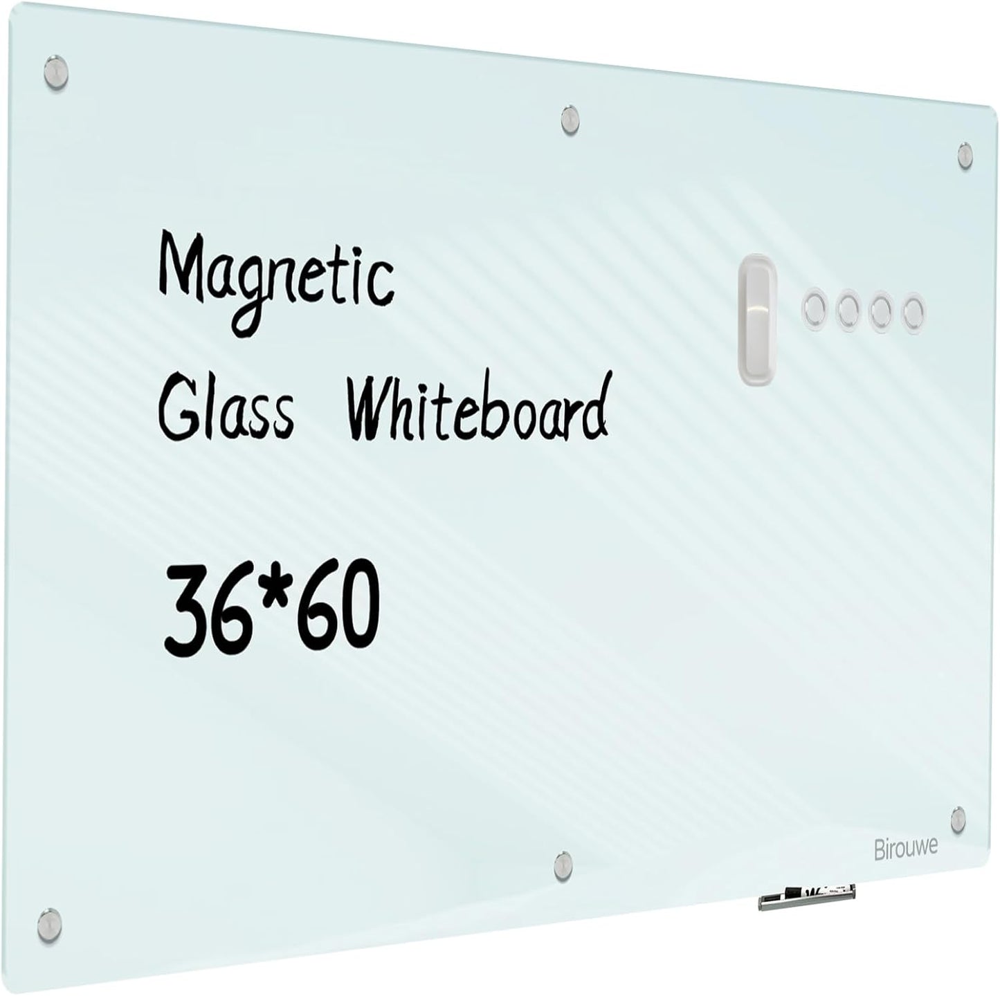 Magnetic Glass Whiteboard - Glass Dry Erase Board 48"x36" Large Frameless Board for Walls Office School and Home