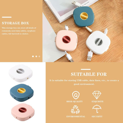 3-Pack Retractable Cable Winder with Rotating Design - Portable Cord Organizer for USB, Earphones - Tangle-Free Holder for Home, Office, Travel