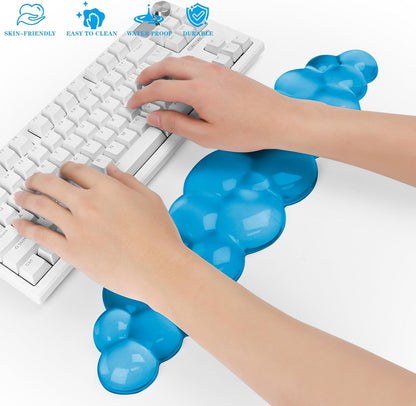 Gel Cloud Keyboard and Mouse Wrist Rest, Cute Wrist Support and Arm Support Keyboard Rest for Keyboard and Mouse Typing Pain Relief，Suitable for Office/Computer/Laptop/Gaming（White）