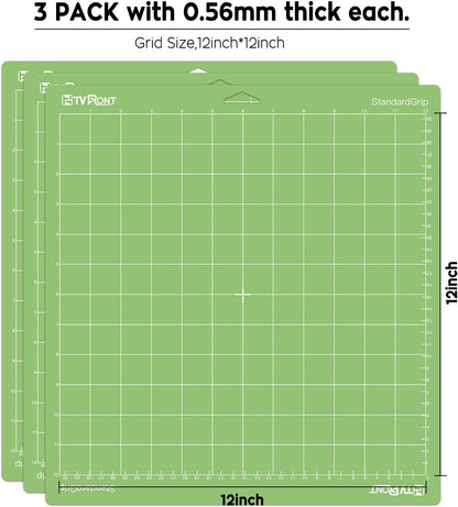 HTVRONT Standard Grip Cutting Mat, 6 Pack Cutting Mat 12x12 Compatible with Cricut Maker 3/Maker 4/Maker/Explore 3/4/5/Air 2/One, Standard Adhesive Sticky Quilting Cutting Mats Replacement Accessories