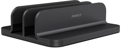 JOKItech Dual Aluminum Vertical Laptop Stand Organizer, Sturdy Notebook Computer Holder Stand Compatible with New Liquid Retina XDR Apple MacBook Air/Pro/Neo, Mac mini, Apple TV & iPad Pro - Spacegray