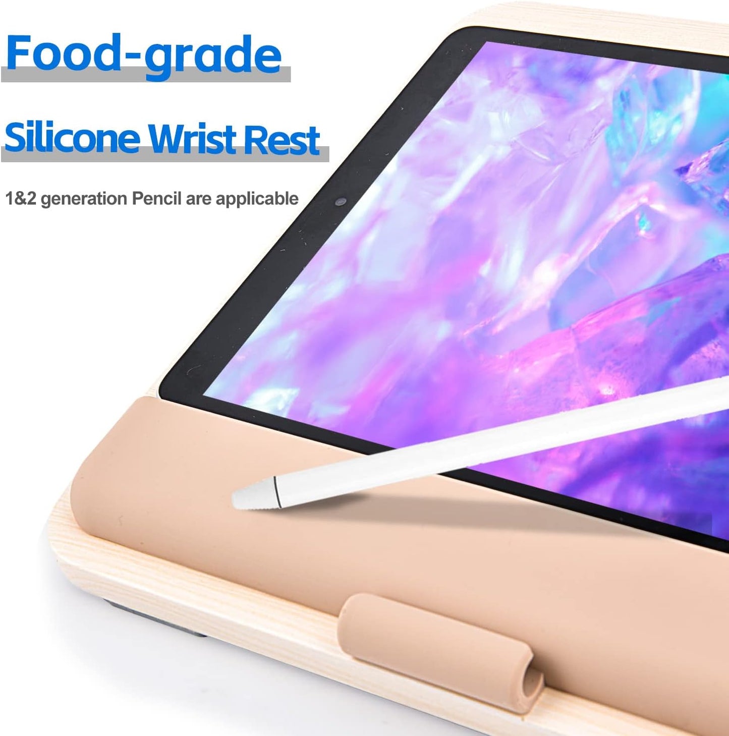 Wooden Tablet Stand for iPad Pro 12.9/11, Air, Mini, Fire HD, Samsung Galaxy Tab and More - Adjustable Portable Mount for Drawing/Desk/Writing/Watching