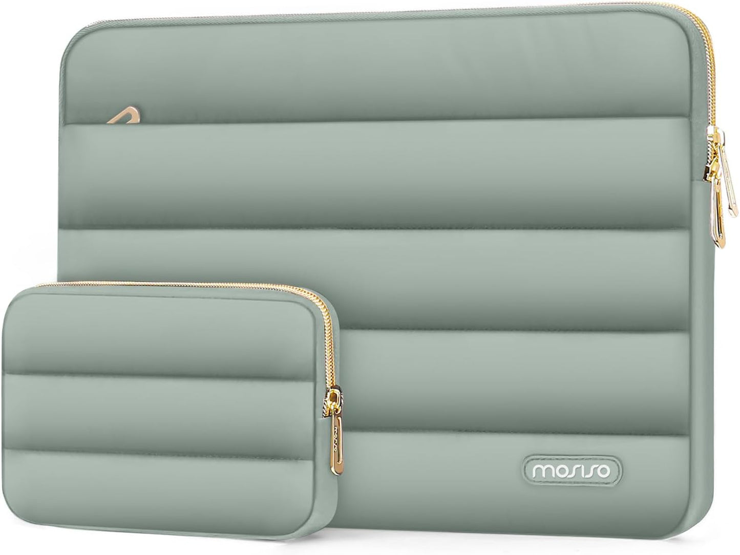 MOSISO Laptop Case 13.3 inch,13-13.3 inch Puffy Laptop Sleeve Compatible with MacBook Neo/Air 13.6 M5 M4 M3 M2 M1/Pro 13/14,HP Dell ASUS Lenovo,Polyester Horizontal Bag with Small Case, Sand