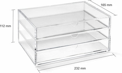 Osco X-Small Clear Acrylic Triple Drawer, (X-Small), A3274