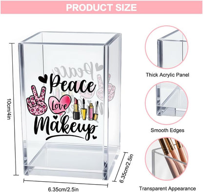 Better Late Than Ugly Acrylic Makeup Brush Organizer Holder, Self Affirmations Desk Acrylic Brushes Storage, Make Up Artist Gifts, Birthday Gifts for Her Wife Sister Friend Makeup Lovers