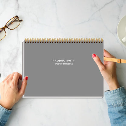 Weekly Productivity Planner - 8" x 11" Dashboard Desk Pad/Planner, Habit Tracker, Spiral Undated Weekly Planner for Office/School/Home, 54 Weeks, Black