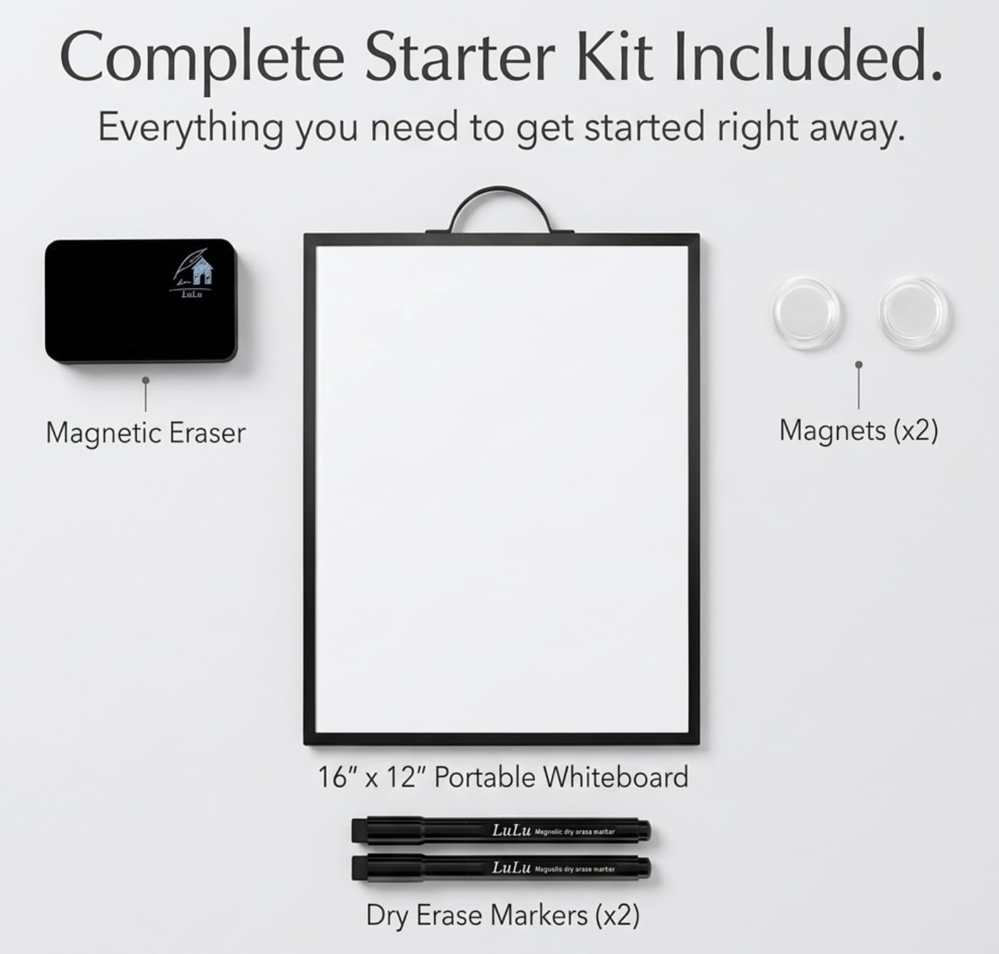Magnetic Dry Erase Board 12x16 with Foldable Stand, Portable Gold Desktop Whiteboard for Home, Office, School & Kitchen, Includes Weekly & Monthly Magnetic Planner Sheets