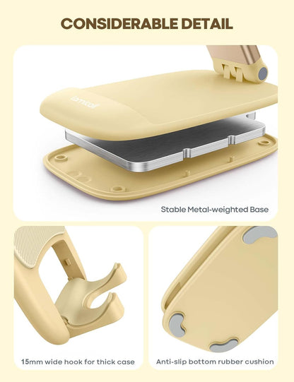 Lamicall Cell Phone Stand for Desk - [Height Adjustable] Foldable Mobile Phone Holder, Portable Stand for iPhone 17 16 15 14 13 12 11 Pro Max Plus Air, Galaxy S25, Office Gift, Telephone Accessories