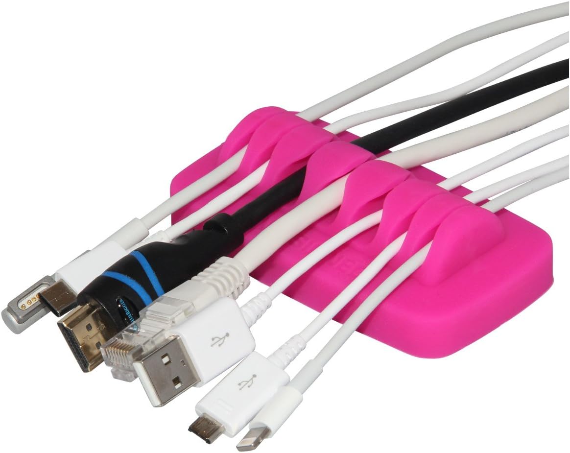 Desktop Cable Organizer, Weighted, Eco-Friendly Silicone, No Bad Smell, Bundled with 4 Reusable Cable Ties (Black)