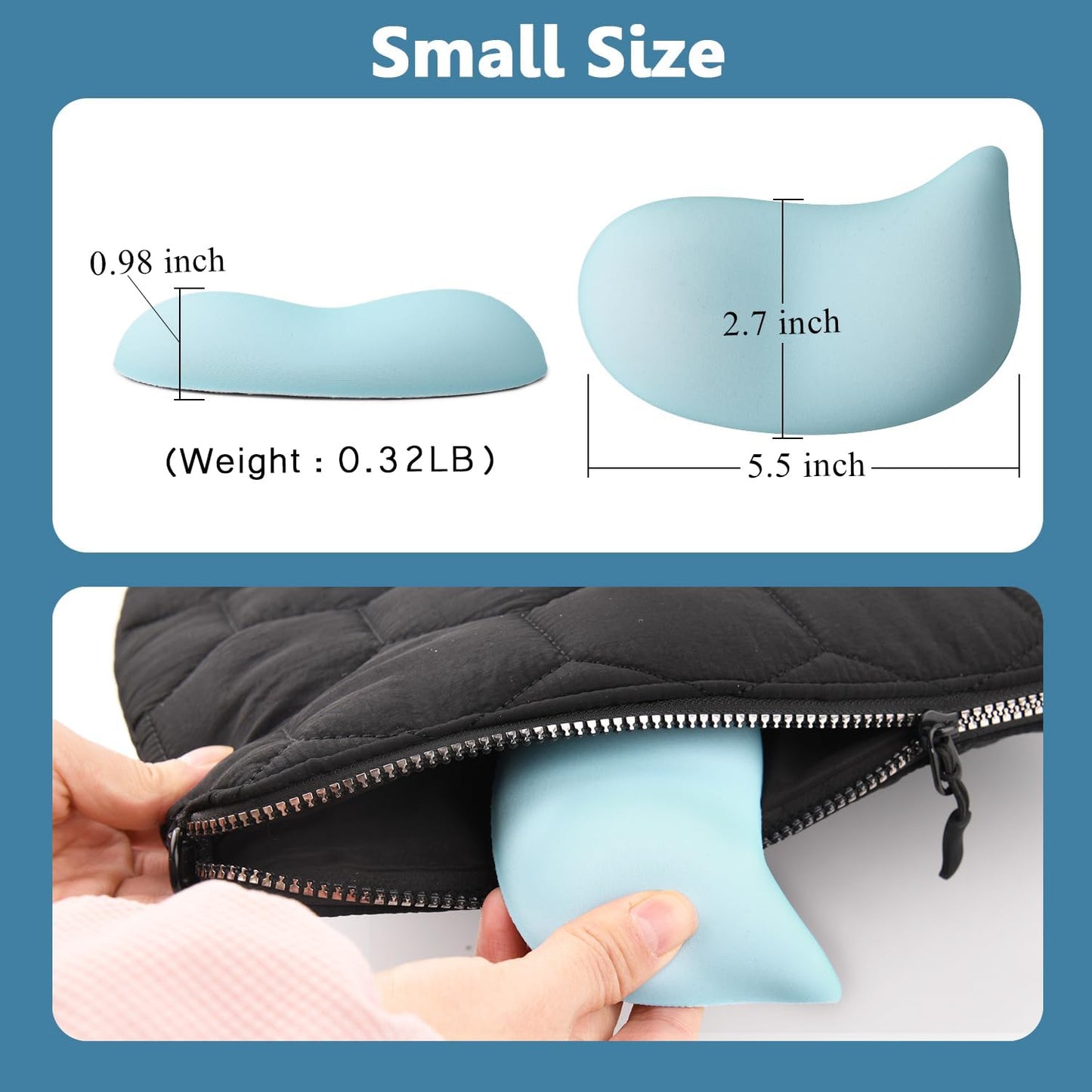 Ergonomic Mouse Wrist Rest Pad, Small Gel Mouse Keyboard Support Cushion Non-Slip Base, for Easy Typing and Wrist Pain Relief Office Computer, Laptop, PC Gaming (Blue)
