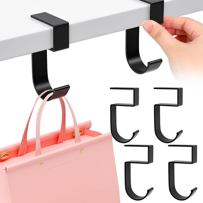 CroBlissful 4 Pcs Purse Hook for Table Nail Free Handbag Hanger for Desk Heavy Duty Purse Hook for Hanging Bags Umbrellas Keys Cups Headphone(Black)