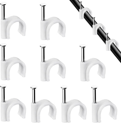 Abnii Cable Clips, 400 Pcs, 4mm 6mm 8mm 10mm, Wire Wall Clips with Steel Nails, Ethernet Cable Clips, Cable Tacks Coax Holder Clips, RG6 RG59 CAT6 RJ45 Cable Cord Clips, White…