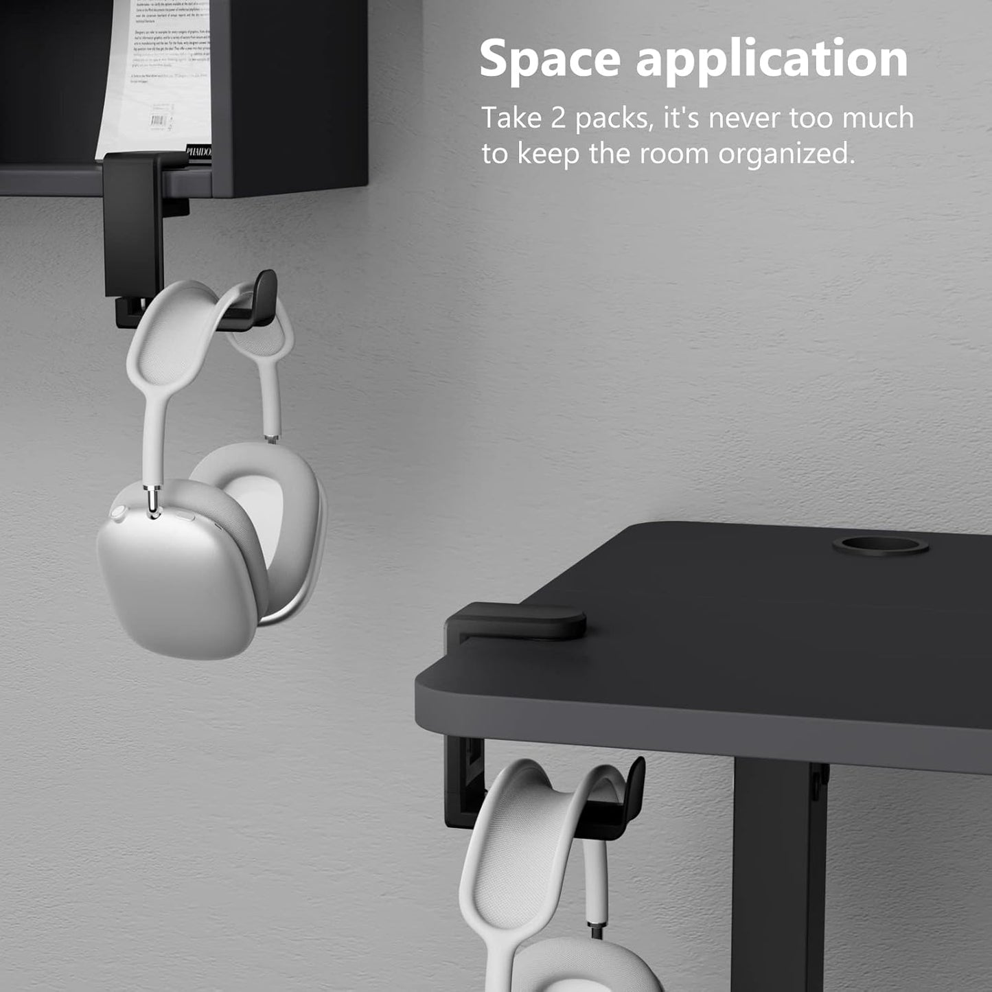 3in1 Rotating Headphone Holder - EURPMASK 3in1 PC Gaming Headset Holder w/Detachable Controller Holder, Adjustable Clamp-on Headset Stand,Headphone Hanger Hook Under Desk w/Cable Clip Organizer,Black