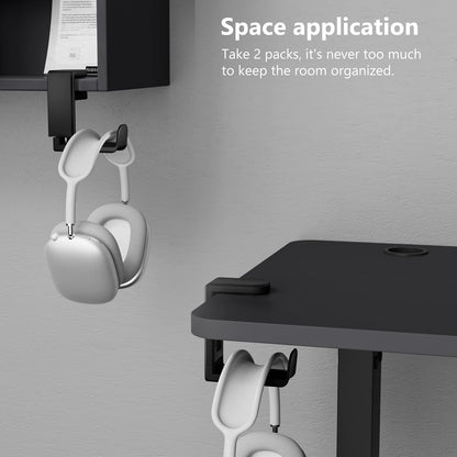 3in1 Rotating Headphone Holder - EURPMASK 3in1 PC Gaming Headset Holder w/Detachable Controller Holder, Adjustable Clamp-on Headset Stand,Headphone Hanger Hook Under Desk w/Cable Clip Organizer,Black