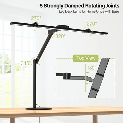 Micomlan Architect Desk Lamp for Home Office, 24W Adjustable Led Desk Light with Remote, 1500LM Bright Dimmable Computer Table Light Rotatable Office Lamp with Base for Cafting Monitor