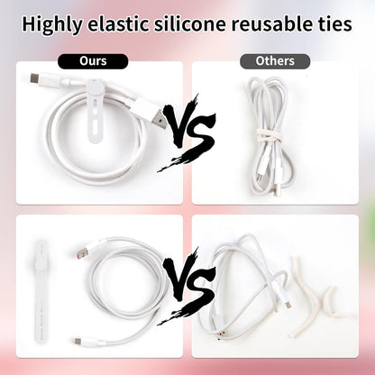 Oligei 25 Pcs Silicone Cable Ties, Cable Ties Reusable, High Elasticity Cord Wraps for Electrical Cords, Cord Organizer for Earphone, Phone Charger(Black)